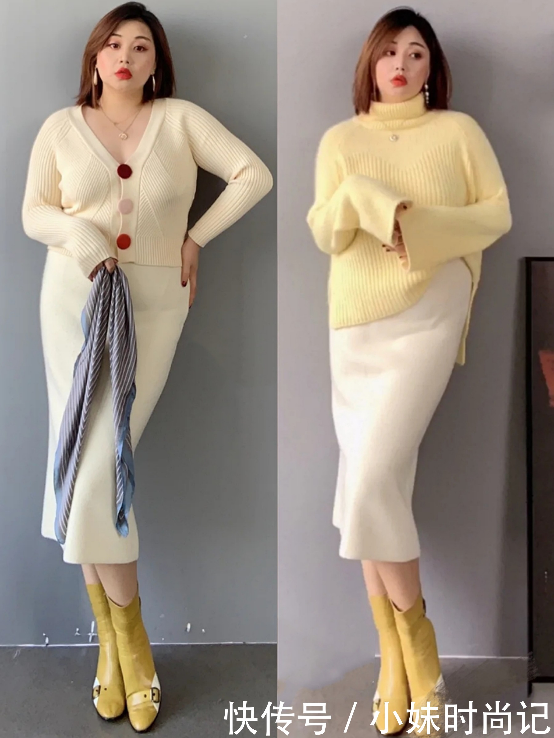 150斤胖女孩的保暖遮肉穿搭术,这气质和衣品太让人羡慕