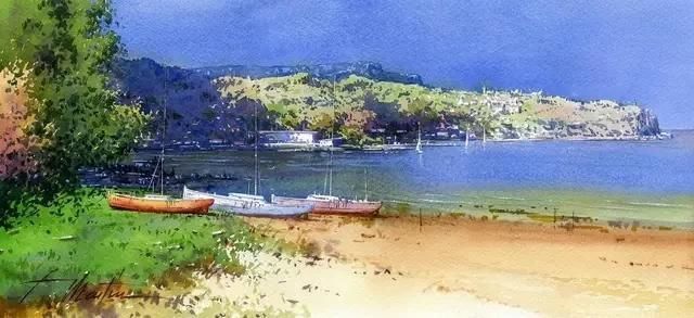 水色|西班牙艺术家的水彩风景画水色交融、生动自然,太迷人了