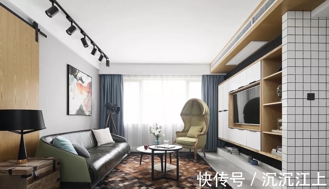 皮艺|130㎡现代简约,书房天花是幅画,活力舒适好童趣