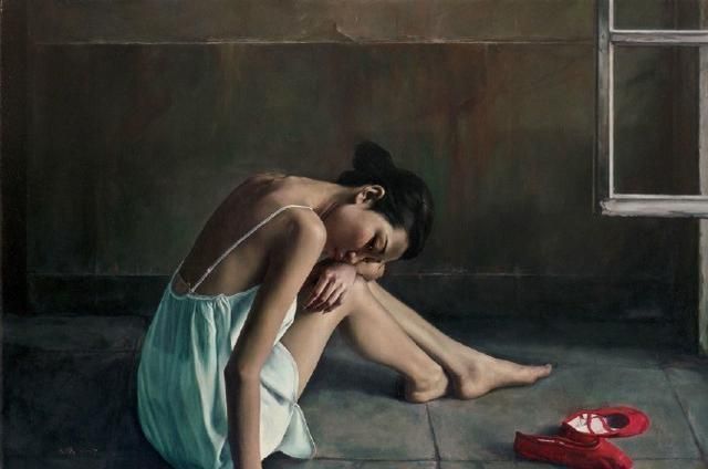 油画$冷军遇到真高手，超细腻的油画作品，人物眼神充满故事