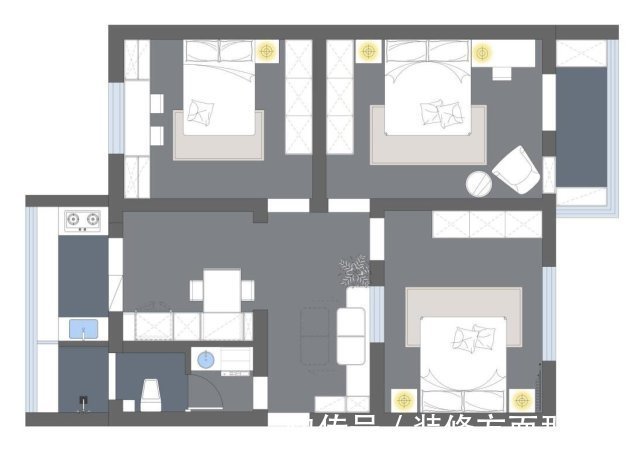 客厅|86平现代风三居室，原木+白色塑造幸福五口之家