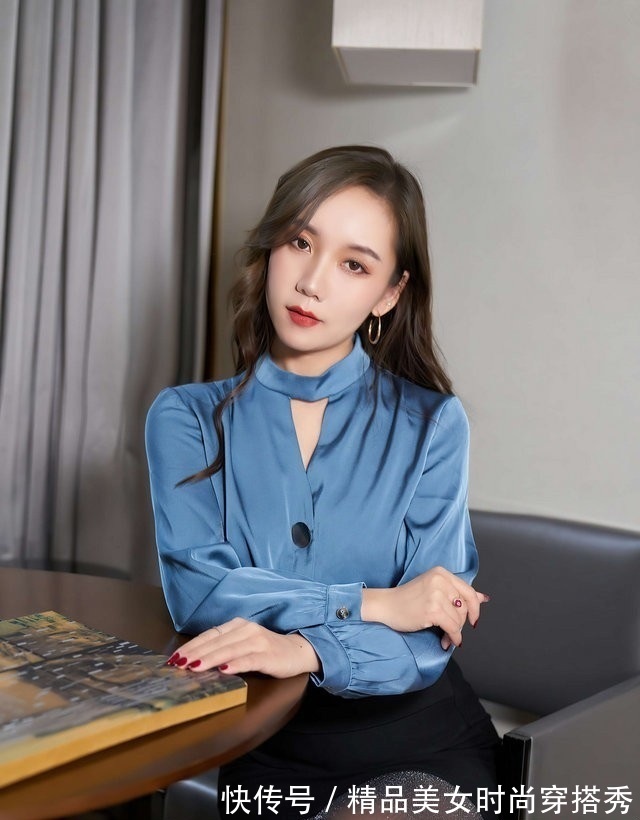 上班族 早春上班族穿搭来啦,蓝色衬衫搭配黑色包臀裙,时尚又耐看