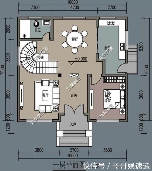 建筑面积|宽9米深10米怎么盖房？一楼2房一厅一卫怎么设计？