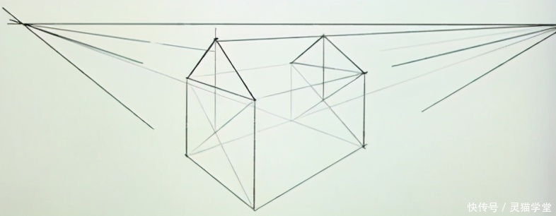  顶部|如何用两点透视绘制屋顶和屋顶？两点透视绘制屋顶和屋顶基本方法