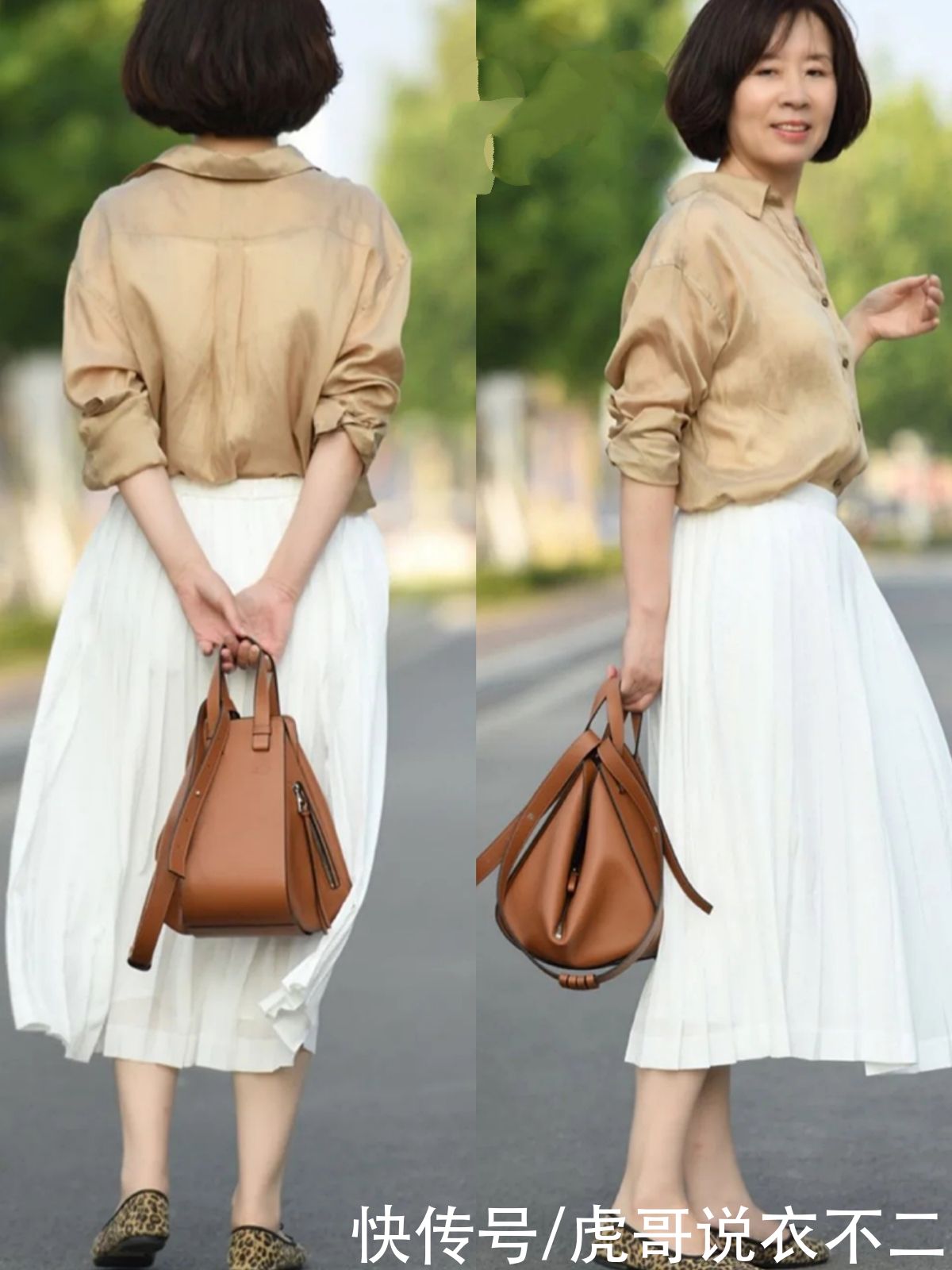 白色|60岁姐姐别总穿小白裤，夏季“白色半裙”学她这么搭，年轻十几岁