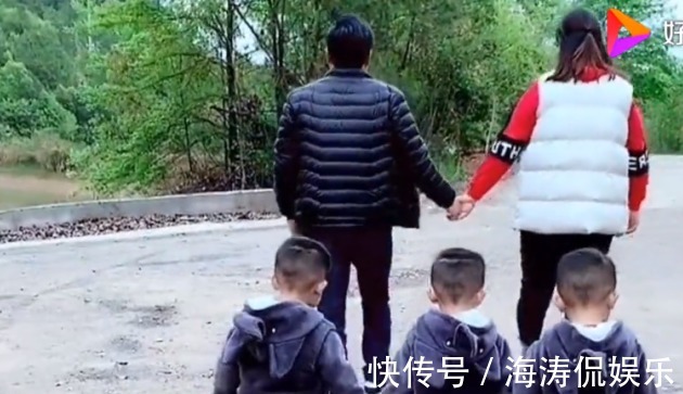 孩子|带三胞胎散步，十字路口前爸妈故意分开，孩子们反应太真实