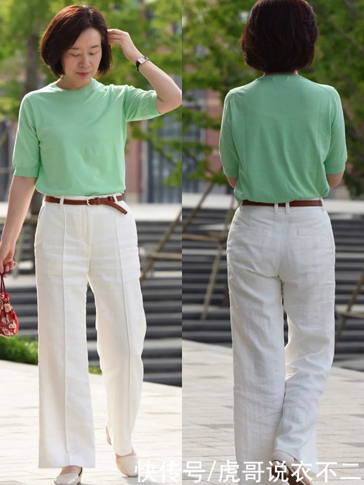 过了60岁的中年女人，夏季“白裤子”这么穿，简约优雅又显气质