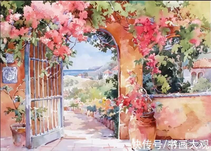 手绘#充满阳光的色彩温暖而亮丽|水彩手绘作品欣赏