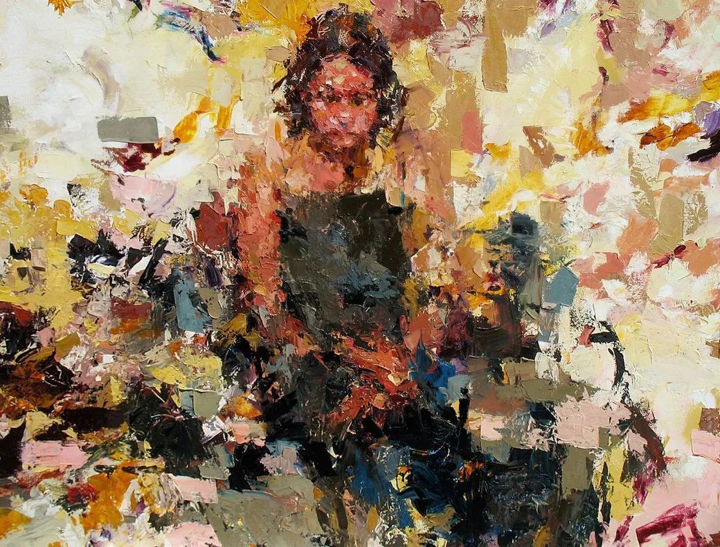 纹理&他将杂碎的色块,厚重的纹理,融于画中的人物