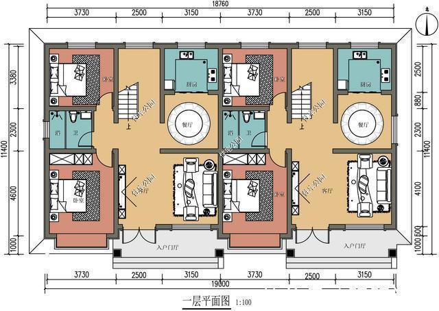 双拼|18×11米双拼欧式别墅,农村盖房,你会跟兄弟选择建双拼吗?