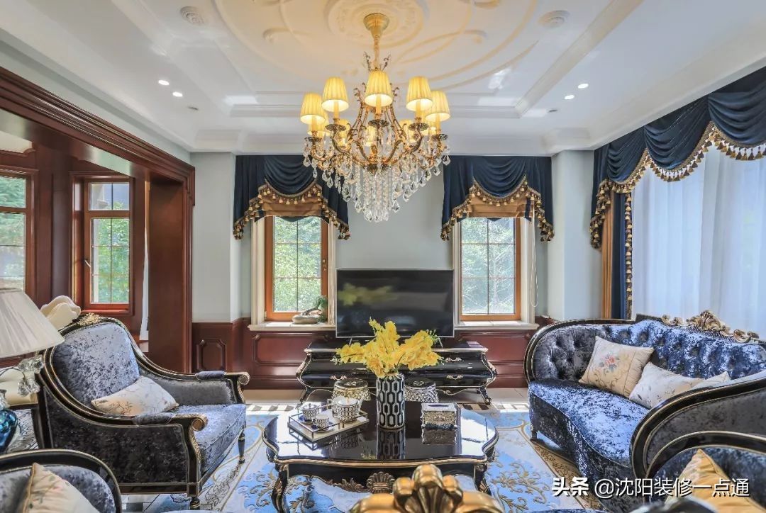 香槟色|992㎡别墅装修案例 美式新古典