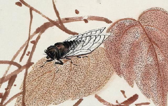 齐白石&齐白石画知了,以为是照片打印出来的,画得像活捉的一样