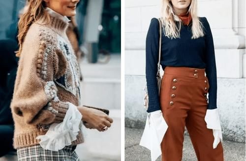 衬衫+毛衣，衬衫+高领=永不过时气质精！太美了！