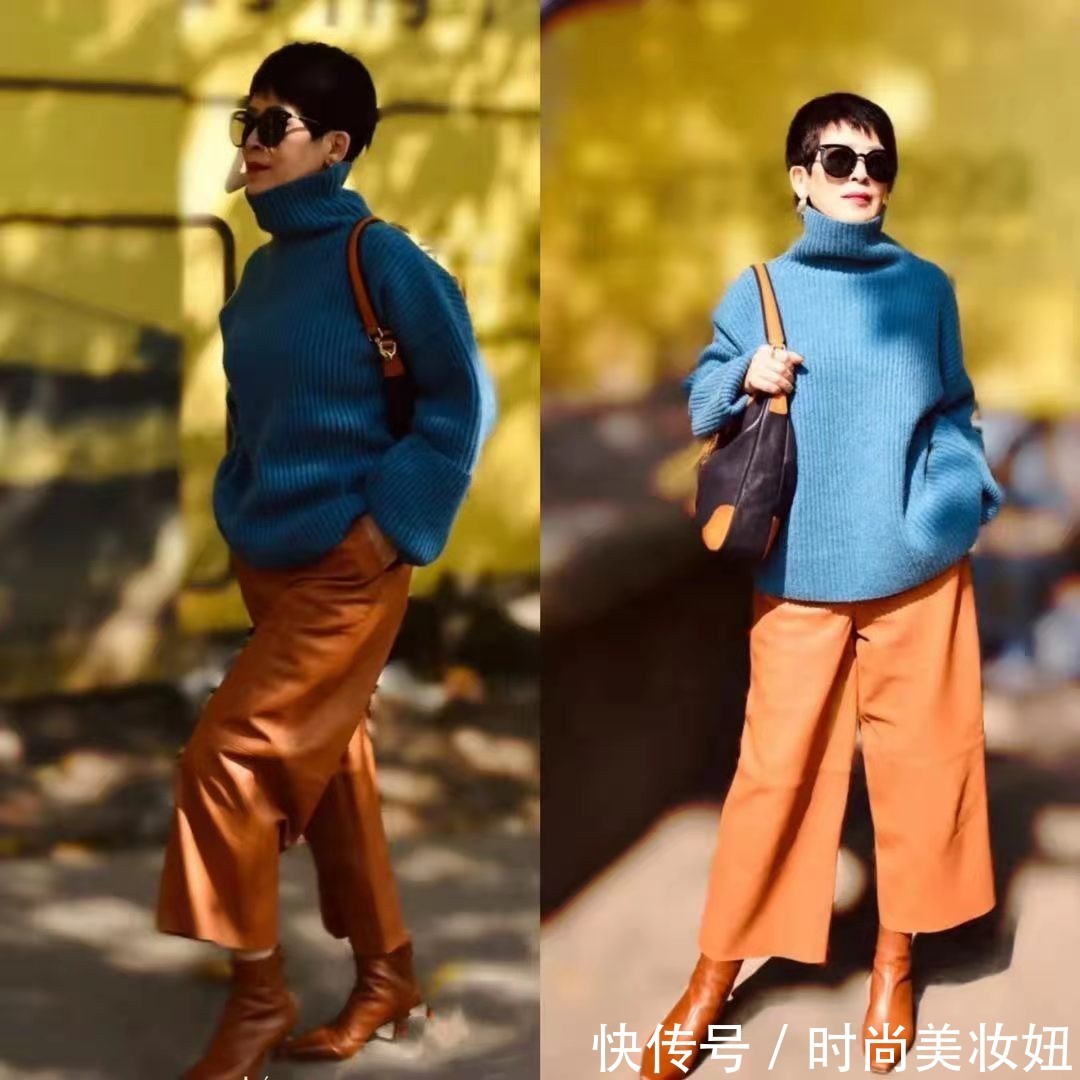 针织|这位“60岁”奶奶太会穿，把普通的针织衫穿得高级，体面又优雅