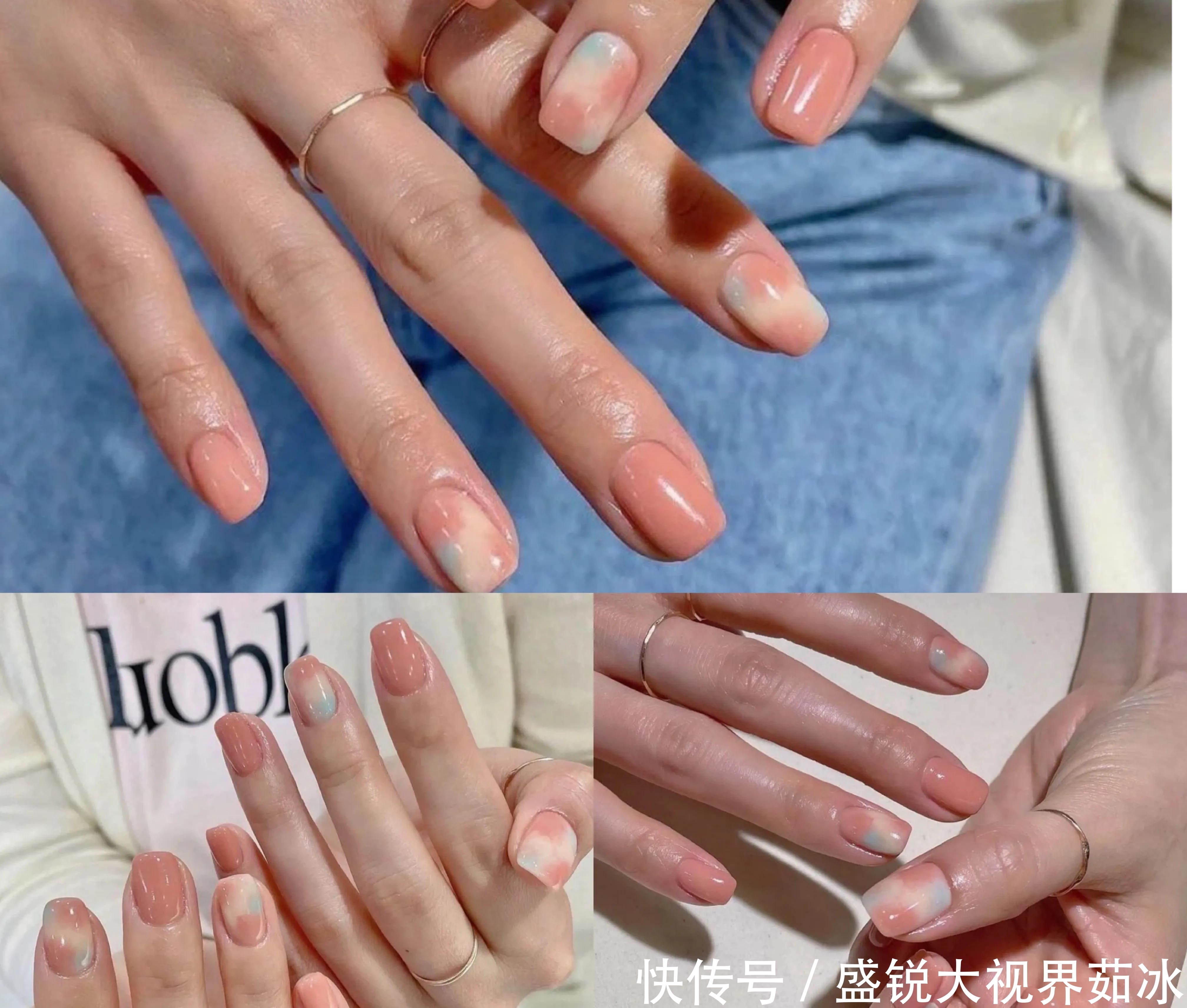 高级不撞款的晕染美甲,活泼可爱,冰淇凌样式软糯甜美!