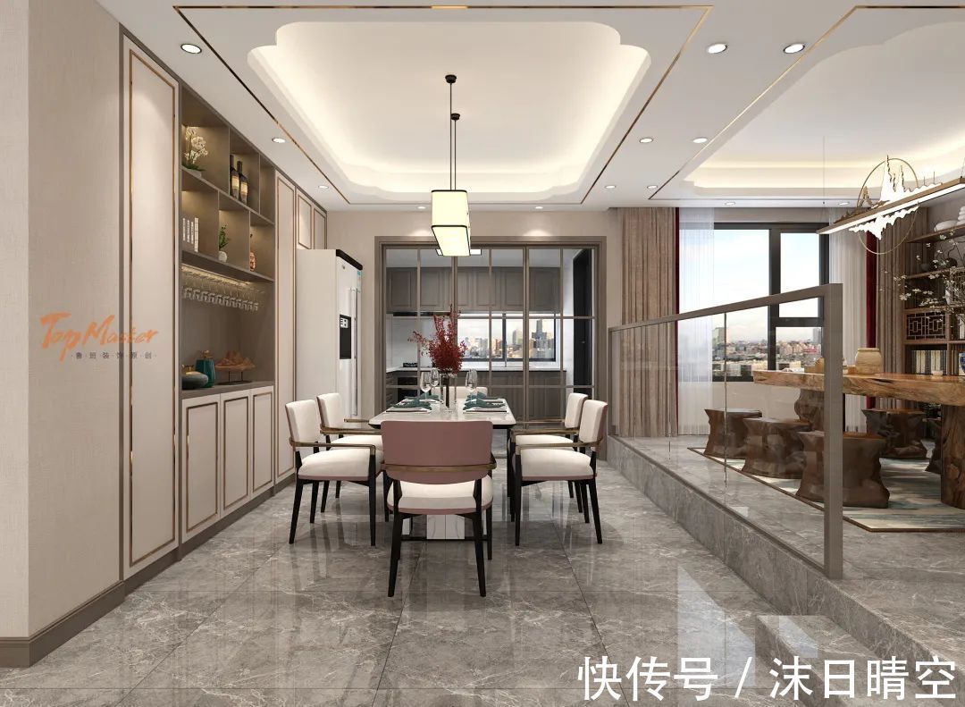 米白|【鲁班装饰】滇池星城169㎡新中式,时尚与雅致