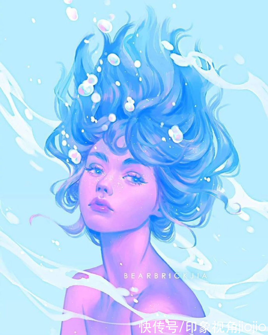 超现实主义|如星辰大海般的梦幻少女插画，高光亮眼的配色太绝了