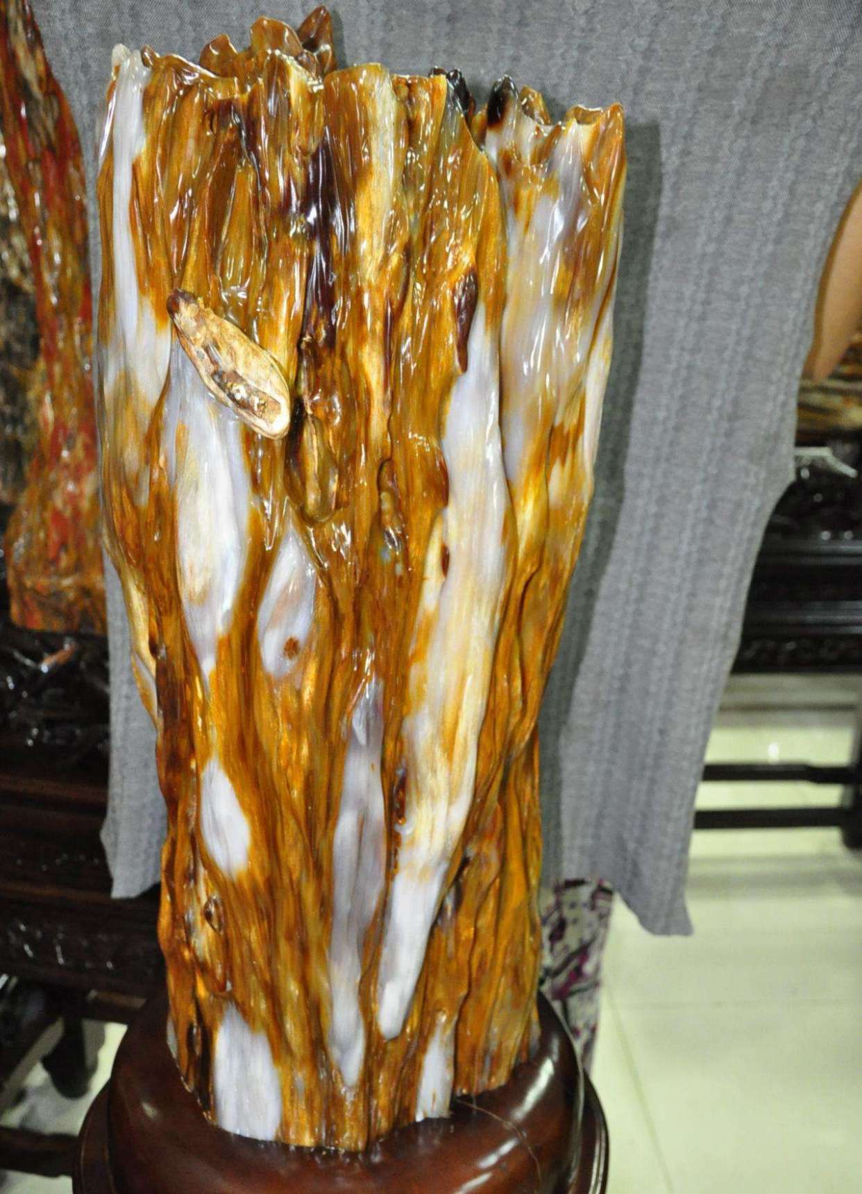 这块树化玉年代悠久,为何是难得宝贝,竟是玉化虫的缘故