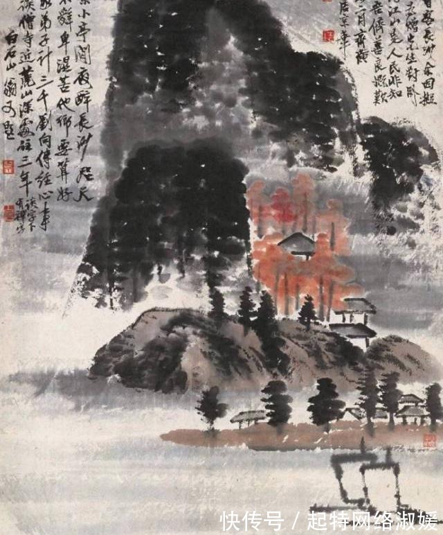 山水|刚拍了9亿多的齐白石，”极简“山水画构图，大师之笔让人叹服！