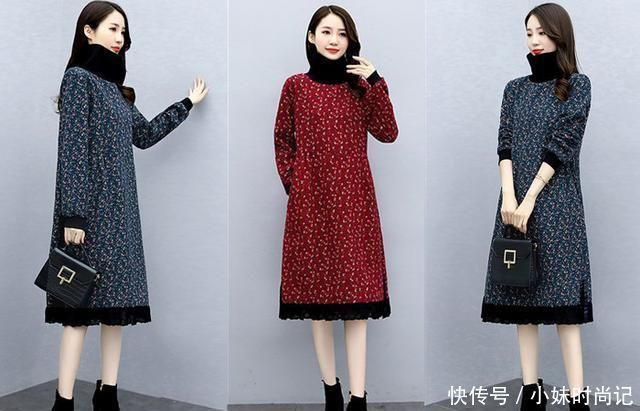 保暖|冬季高领加厚加绒连衣裙穿搭, 这几款舒适保暖又减龄, 穿上真美!