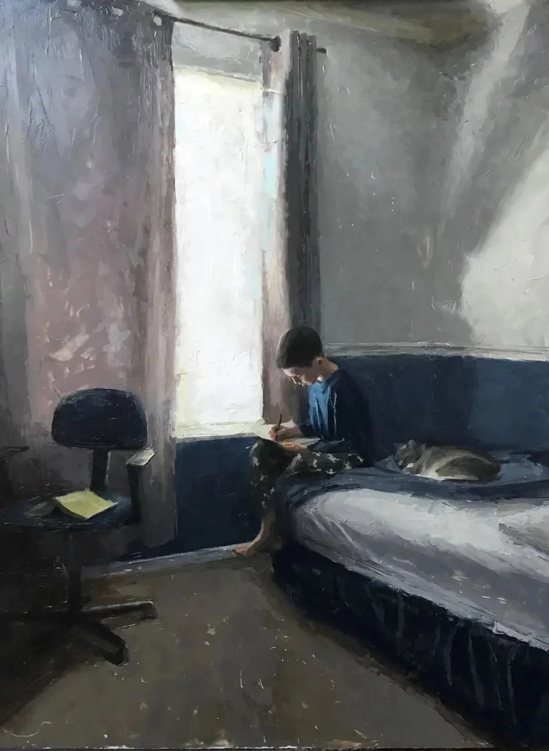 油画#每一幅肖像油画中,凯西·查尔兹都努力捕捉到人类形态的美