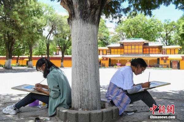 手绘|西藏大学生手绘民族特色建筑