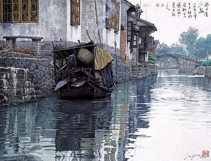 贺天健&吕吉人笔下的水韵江南,美在意境!