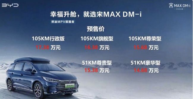 led|宋MAX DM-i预售14.68万起 选尊荣型最超值