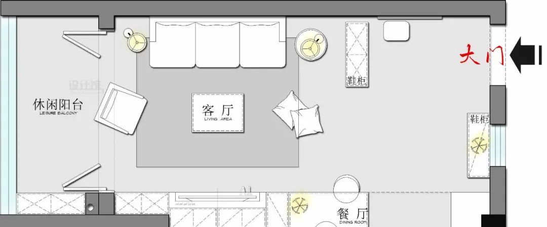 大厅|开门就是大厅的户型，鞋柜如何摆放？客厅的私密性如何保障？