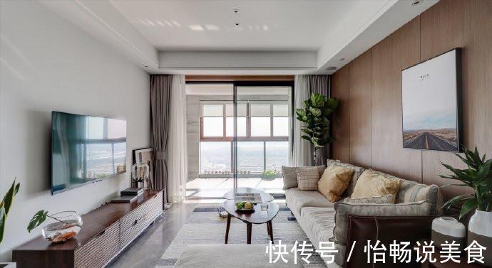 墙面|100平米两居室,全屋简洁大方又通透,沙发墙这样装,实在漂亮