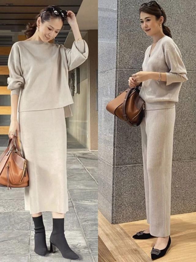 “烟管裤”怎么搭才时髦？日本50岁博主的搭配思路，优雅又高级