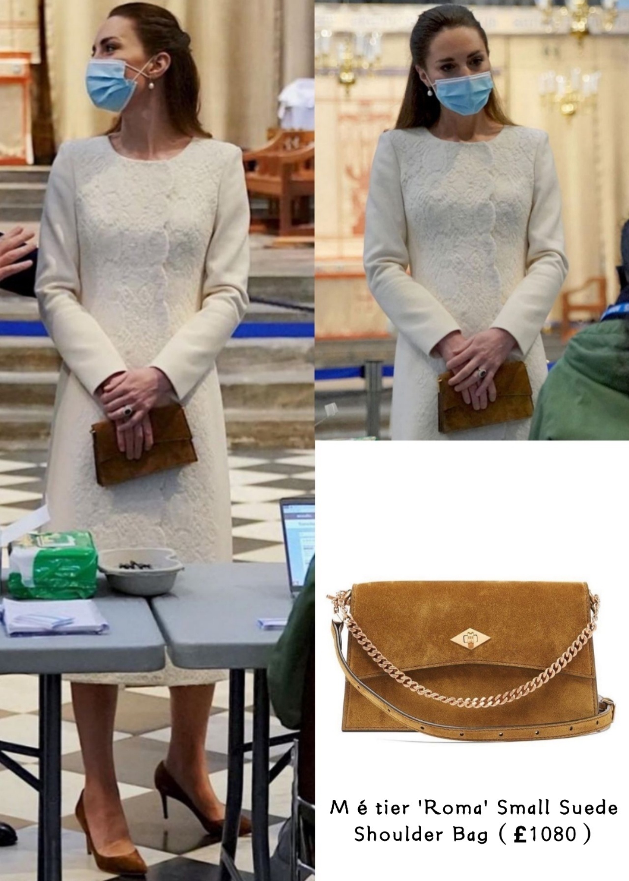 皮帕|凯特为迎结婚10周年做医美?穿婚纱大衣重回婚礼教堂,皮肤太平整