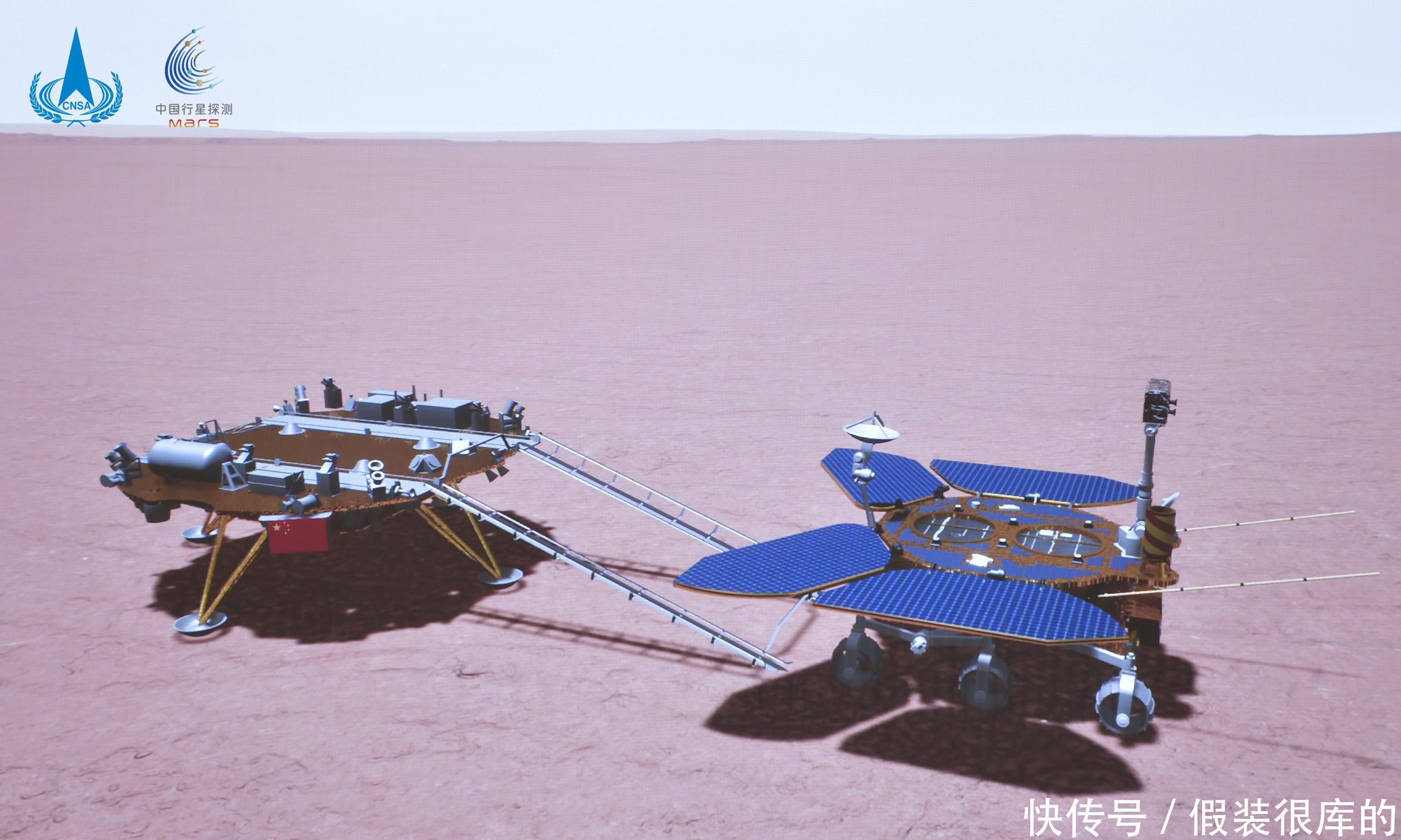表面 “祝融号”再传重磅消息!已经成功驶上火星表面,开始巡视火星!
