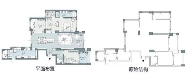 大理石|125平现代风三居室，客厅用高级黑色木饰面+柜子增加动区收纳