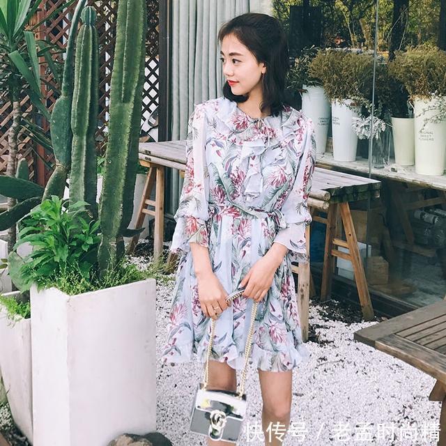 雪纺 漫步街头,印花雪纺连衣裙,让你百穿不厌