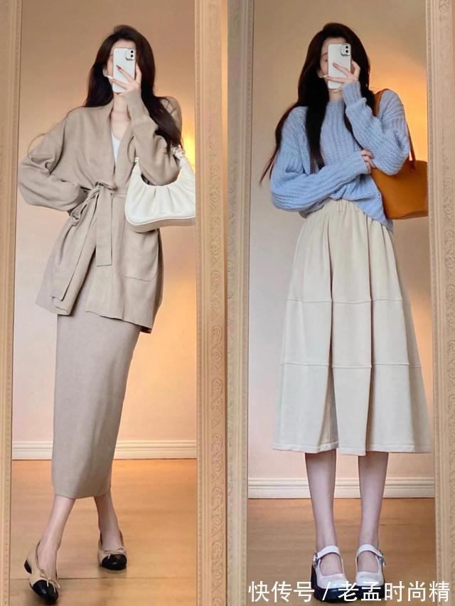 长裙|秋天穿“半身长裙”很有气质,但要搭对了“上衣”才更加时髦精致