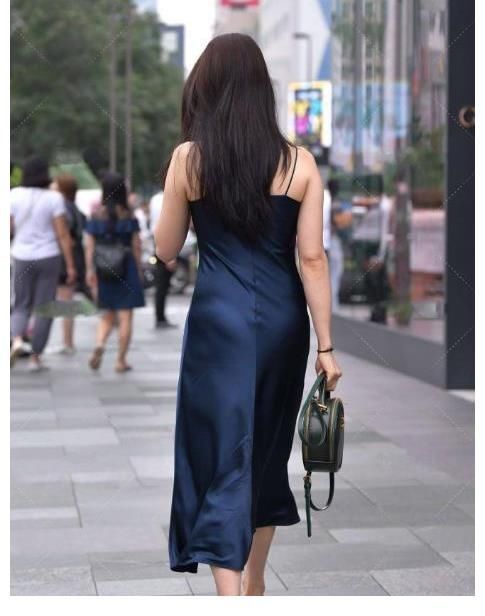 连衣裙带 “深蓝色连衣裙带”奢华又高雅,丝绸面料,提升你的穿搭品味