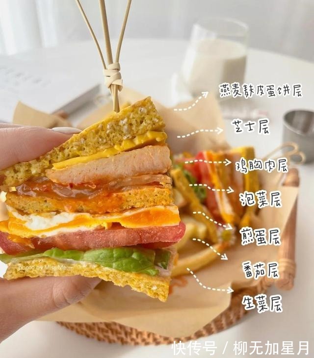 鸡胸肉泡菜燕麦三明治｜燕麦也可做吐司，低卡营养！