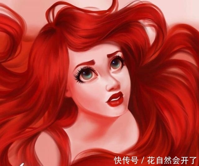 当迪士尼公主发量变多，爱丽儿红发太亮眼，艾莎女王让人羡慕