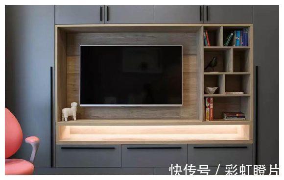 电视墙|新房装修结束，半包6万含基础建材，餐客厅的全墙收纳柜太喜欢了