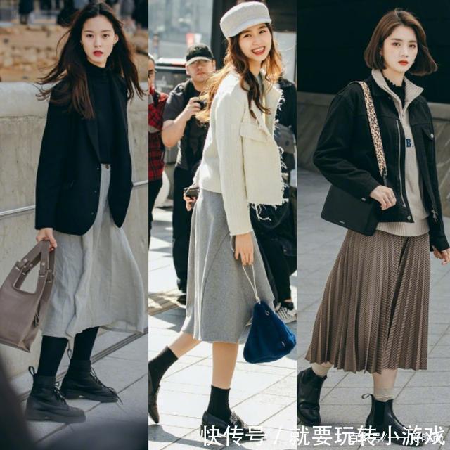 现在流行外套+裙装,看韩国女生“养眼街拍”,信手拈来最时髦