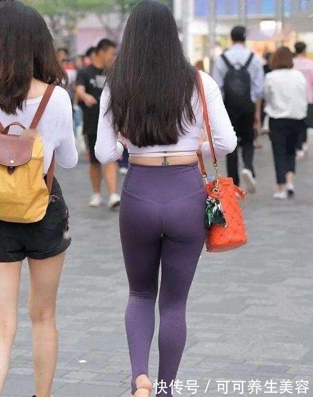 裤装 紫色打底裤搭配白色上衣,好看又时尚,遮肉效果极好!