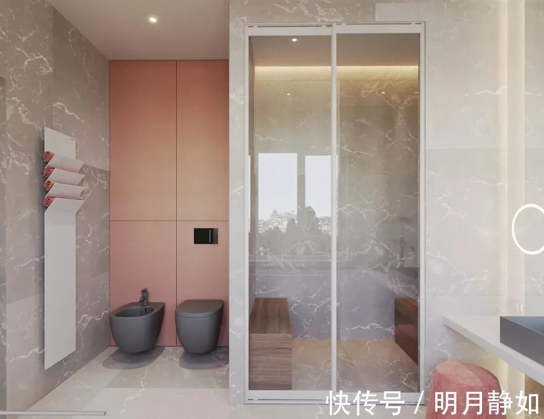 深灰色|180㎡现代简约,满屋的高级灰,橘粉色的点缀,低调时尚好高级