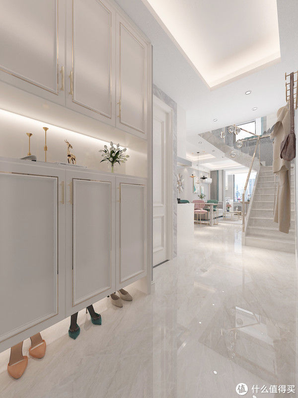 玄关|她45㎡loft公寓，坚持装修轻奢风，巧用线条，装出高级感，有品位