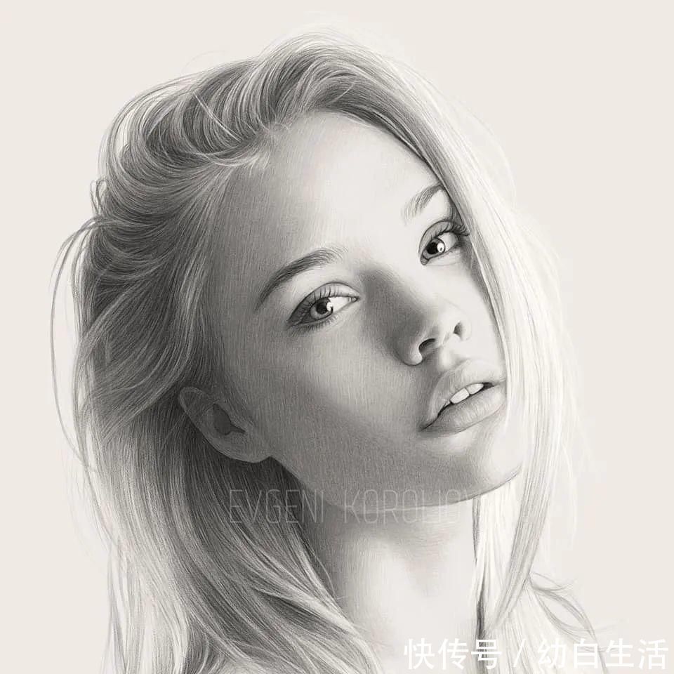 手绘$总被怼素描画得像头盔,瞧她用自动铅笔画,笔笔都是功力,厉害了!