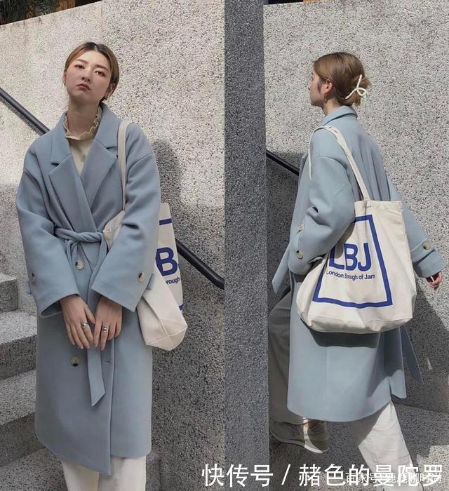 气质|蓝色大衣该怎么穿学学日本人的配色,果然气质大有不同