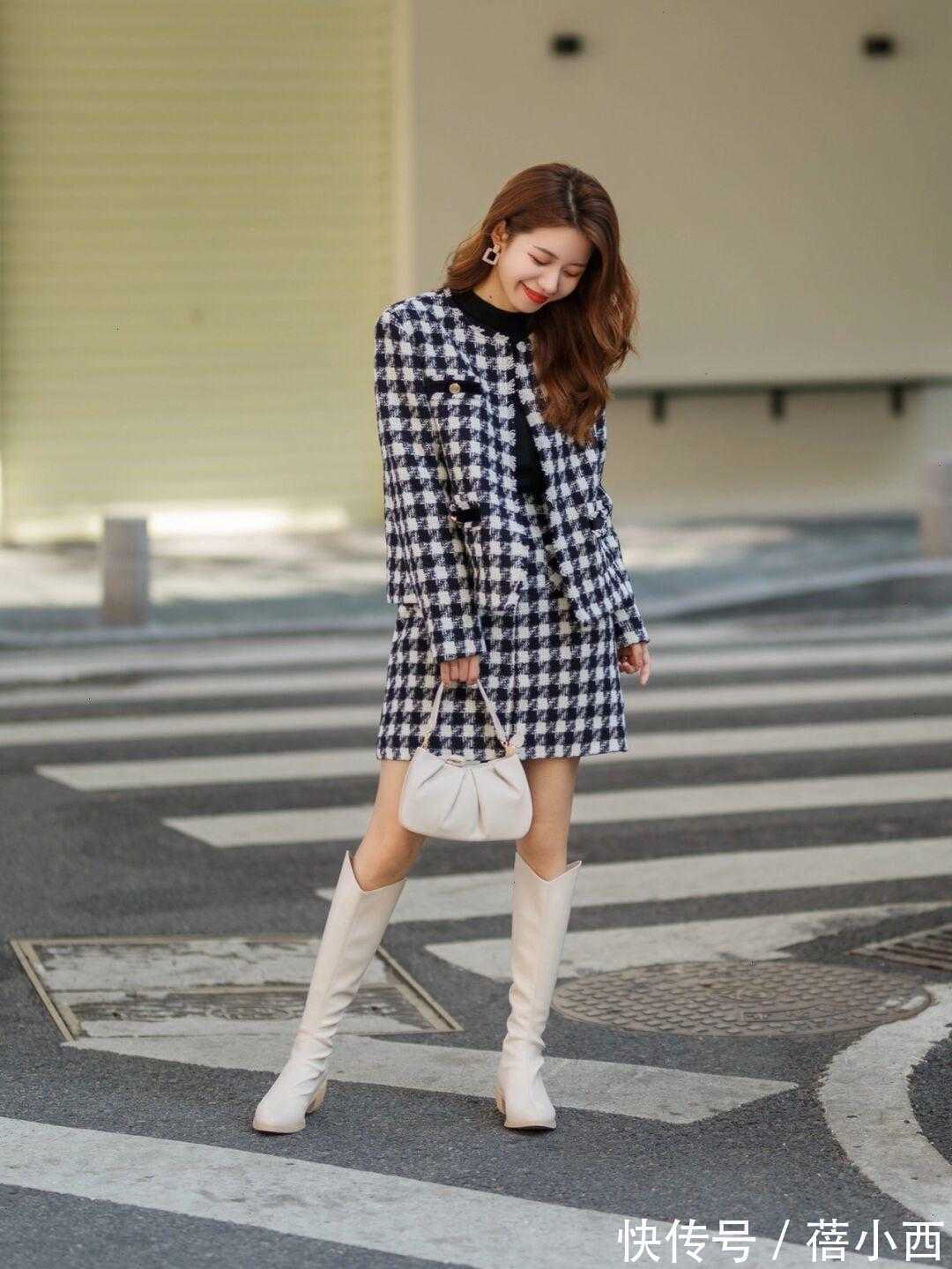小香风|秋季如何穿才优雅又时髦？建议穿小香风外套，搭配半身裙知性高级