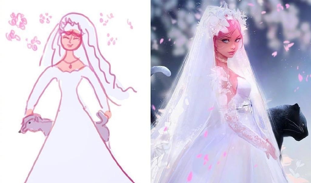 狐狸|都说画师是魔术师,看到这位儿子改母亲的涂鸦我信了