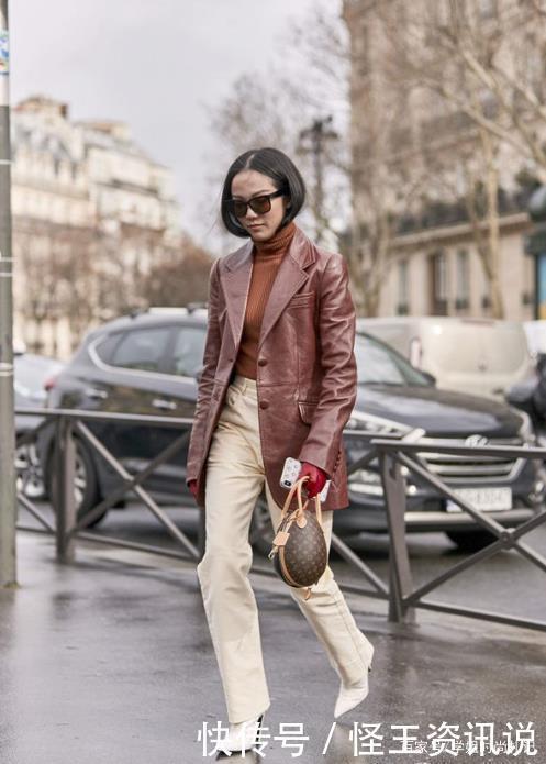 简单又大方的冬季最美穿搭,皮衣混搭细高跟,不仅不丑还很新潮!