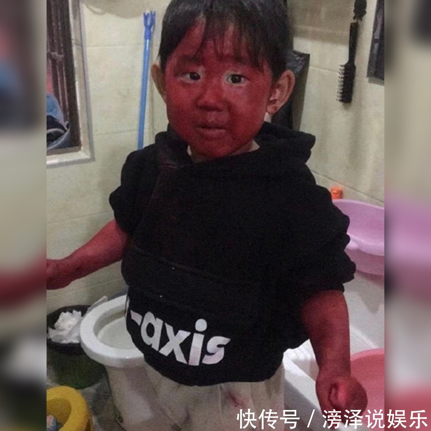 口红|熊孩子偷玩妈妈的口红想擦掉,结果越擦越多越均匀,网友红孩儿